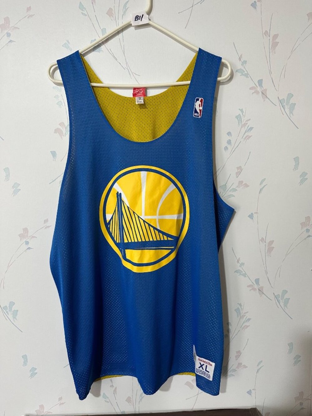 Golden State Warriors Reversible Mesh Tank Top XL Blue & Yellow NBA Mitchell & N